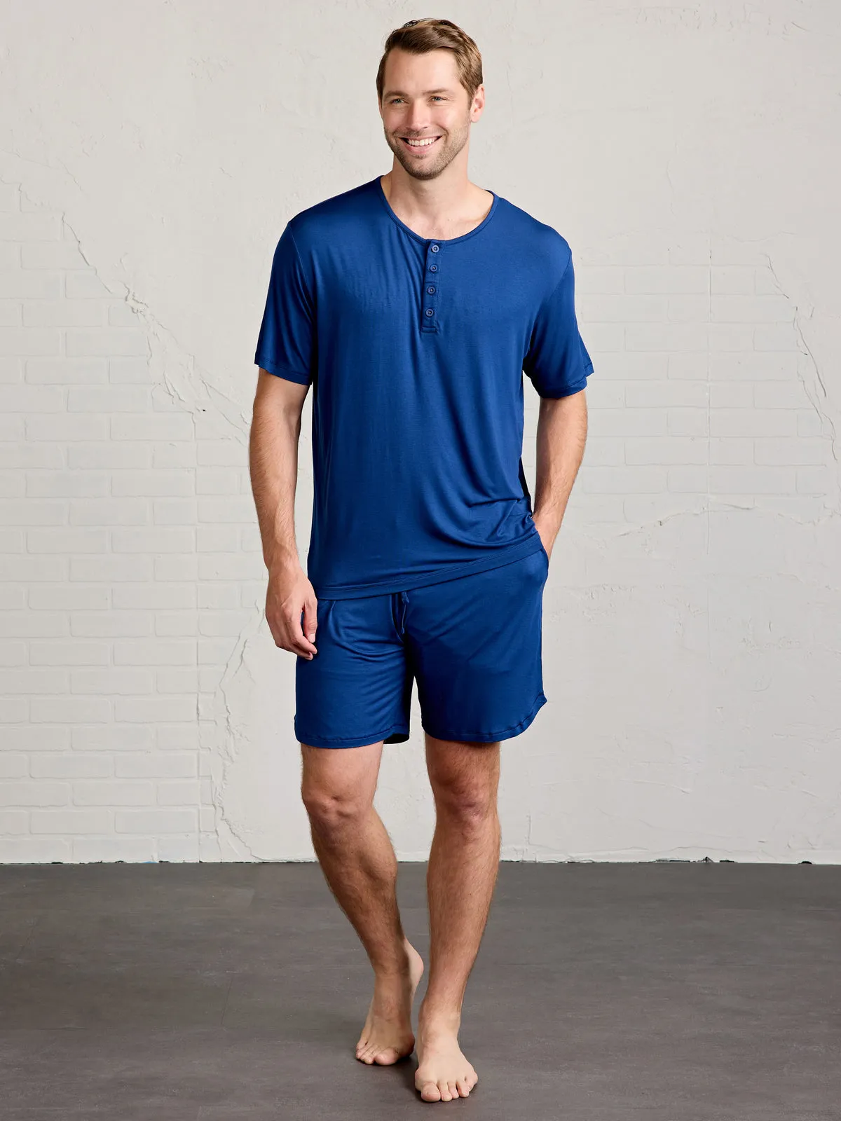 Bamboo Silk Sleep Short Sleeve Henley