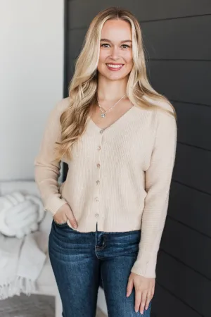 Blissful Memories Knit Button Cardigan- Oatmeal