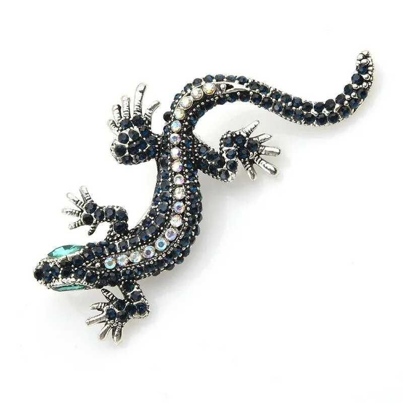 Blue Lizard Brooch