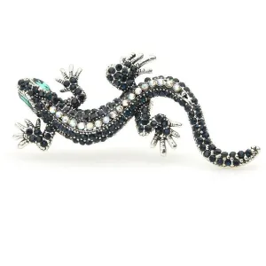 Blue Lizard Brooch