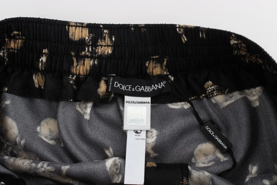 Blue Rabbit Print SILK Pajama Shorts