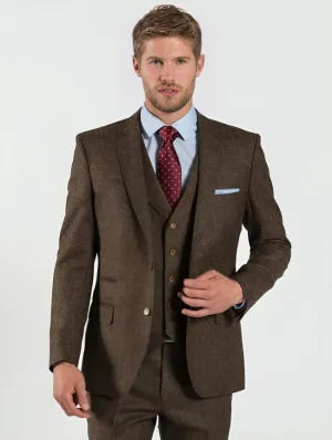 Brown Tweed Wool 3-Piece Suit for Men | Vintage Style Wedding & Winter Groom Wear