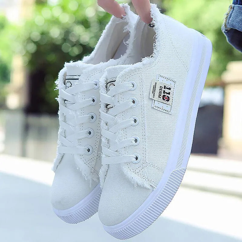 Canvas Shoes for Girls Sneakers Classics Breathable Shoes Women Non-slip Denim Shoe Tennis Comfortable Lace Up Female Women Shoes