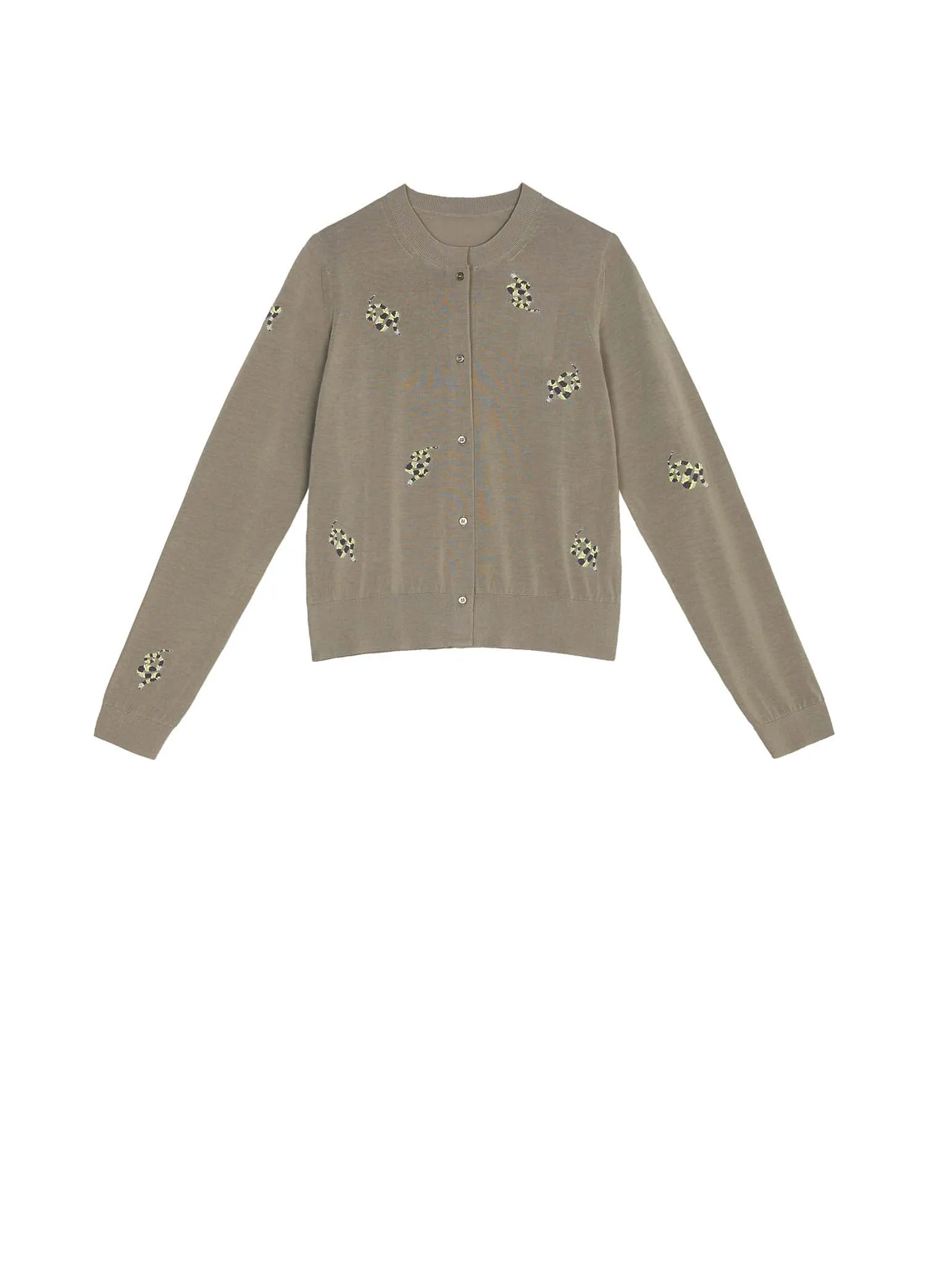 Cardigans / JNBY Classic Jacquard Long Sleeve Cropped Cardigan