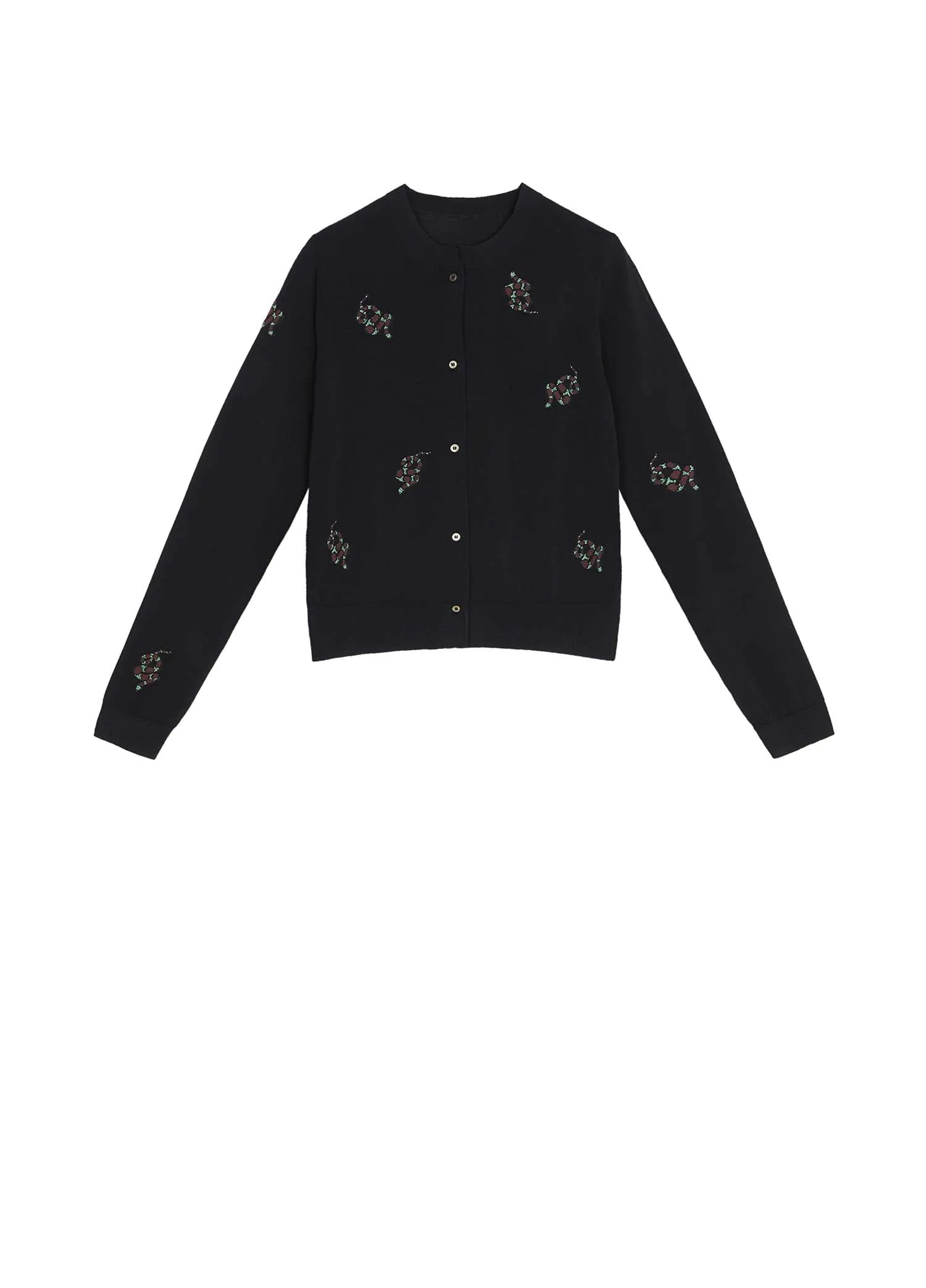 Cardigans / JNBY Classic Jacquard Long Sleeve Cropped Cardigan
