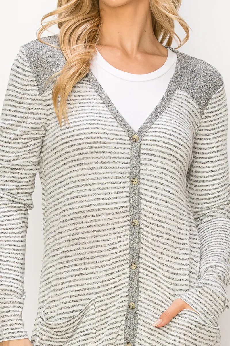 CASUAL POCKET FRONT CARDIGAN- 10414