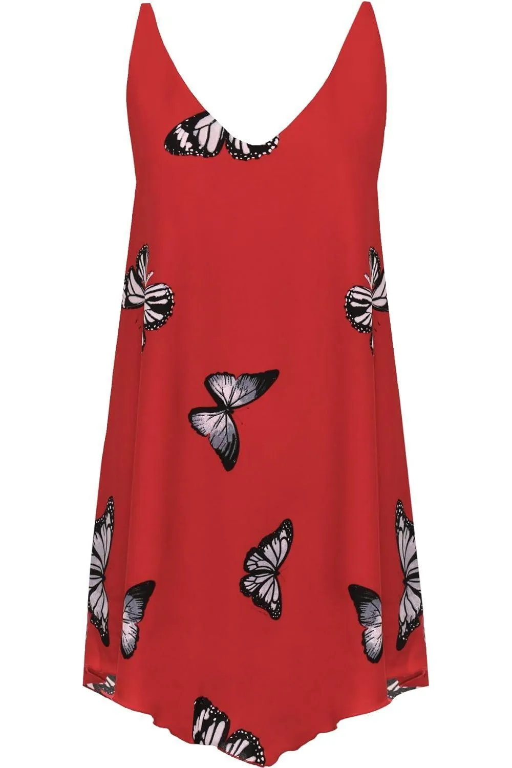 Chiffon Butterfly Print Lined Vest Top