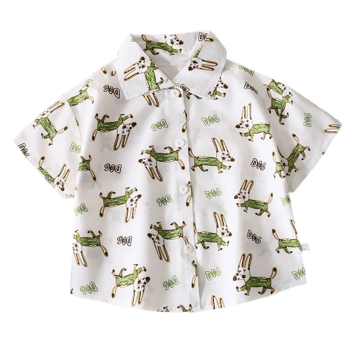 Children's shirts summer new boys short-sleeved cardigan baby cotton top lapel shirt foreign style children's clothing