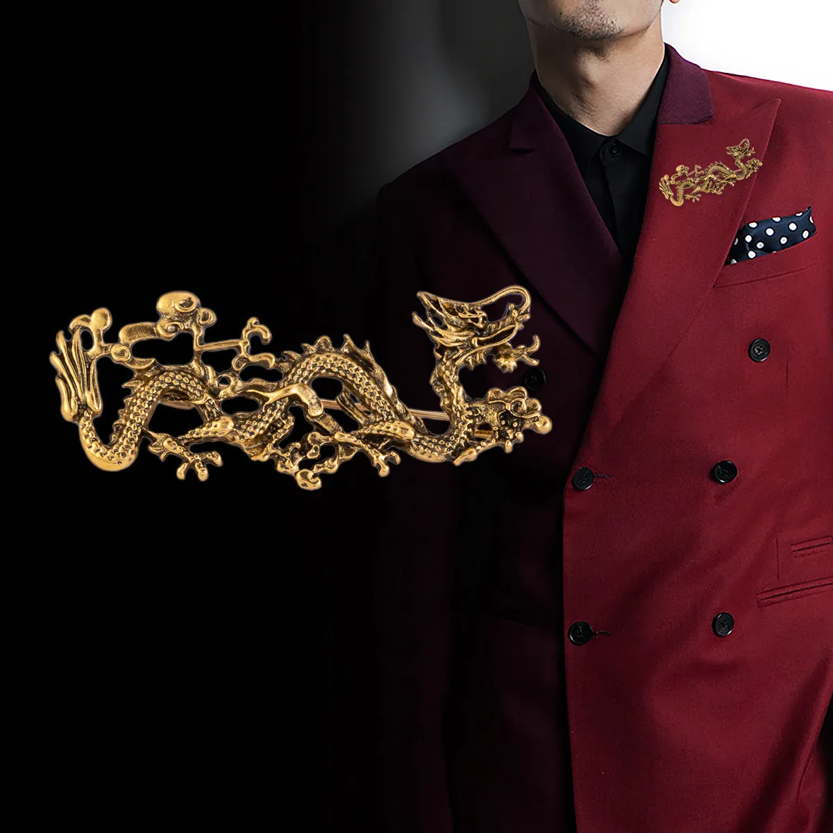 Chinese Ethnic Dragon Totem Brooch 4 Pack
