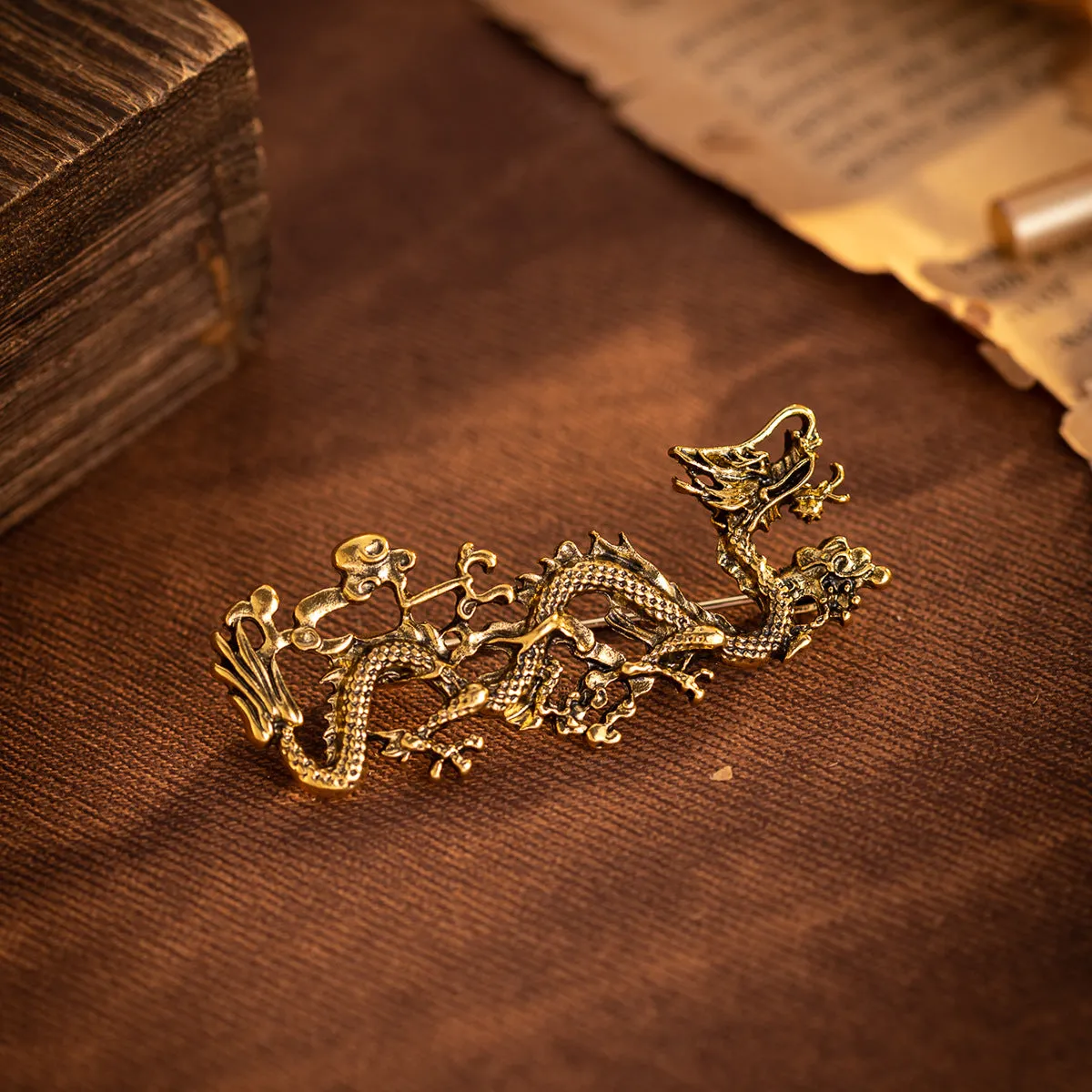 Chinese Ethnic Dragon Totem Brooch 4 Pack