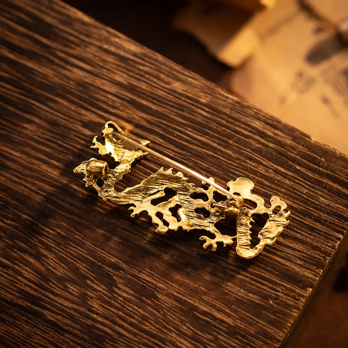 Chinese Ethnic Dragon Totem Brooch 4 Pack