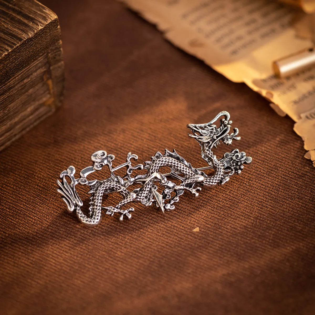 Chinese Ethnic Dragon Totem Brooch 4 Pack