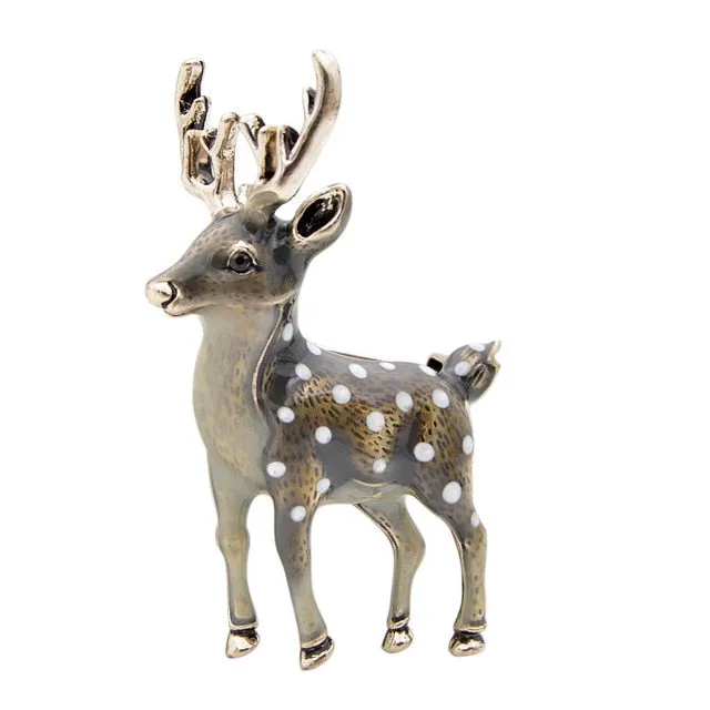 CINDY XIANG 3 Colors Available Cute Small Deer Brooches for Women Bucks Sika Deer Animal Brooch Pin Coat Accessories Kids Gift