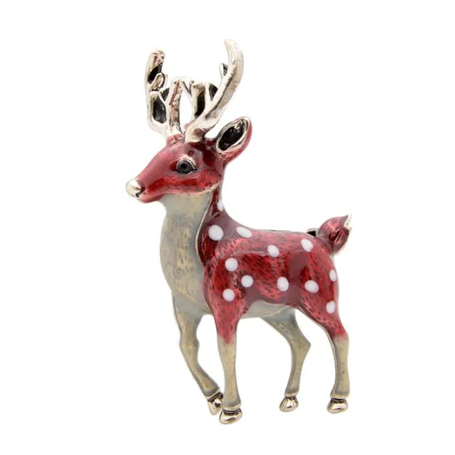 CINDY XIANG 3 Colors Available Cute Small Deer Brooches for Women Bucks Sika Deer Animal Brooch Pin Coat Accessories Kids Gift