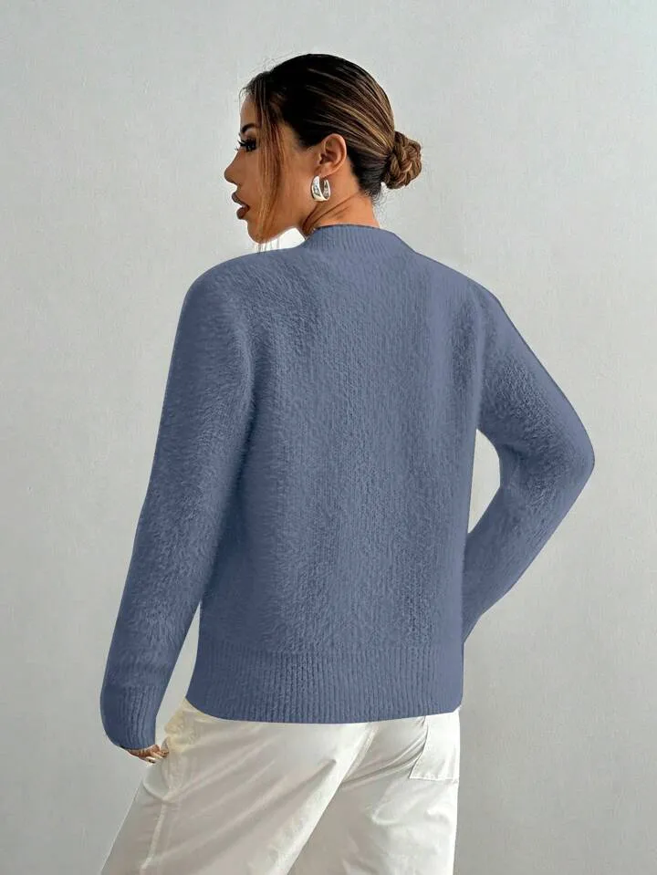 CM-CS115147 Women Casual Seoul Style Colorful Heart Button Front Cardigan - Blue