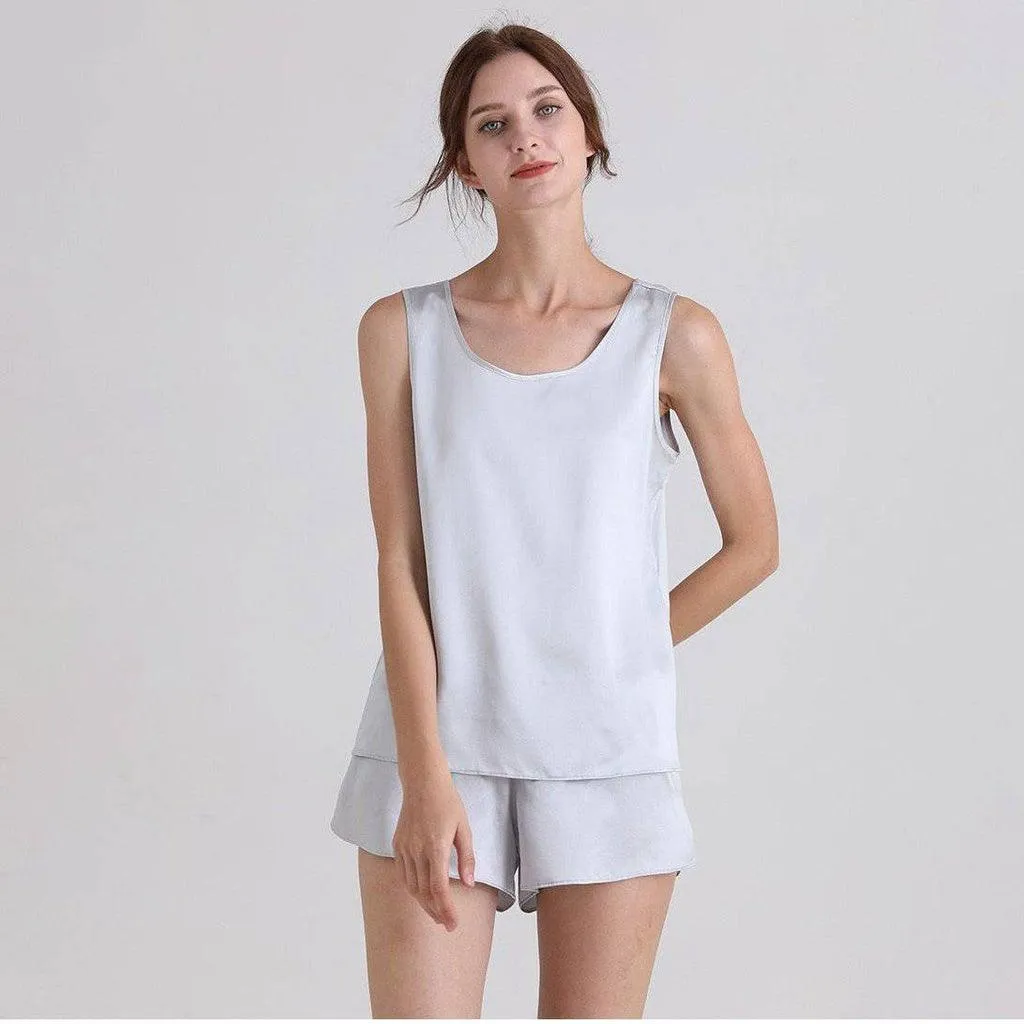 Comfortable Silk Tank & Shorts Set 100% Mulberry Silk Cami Set Silk Sleepwear