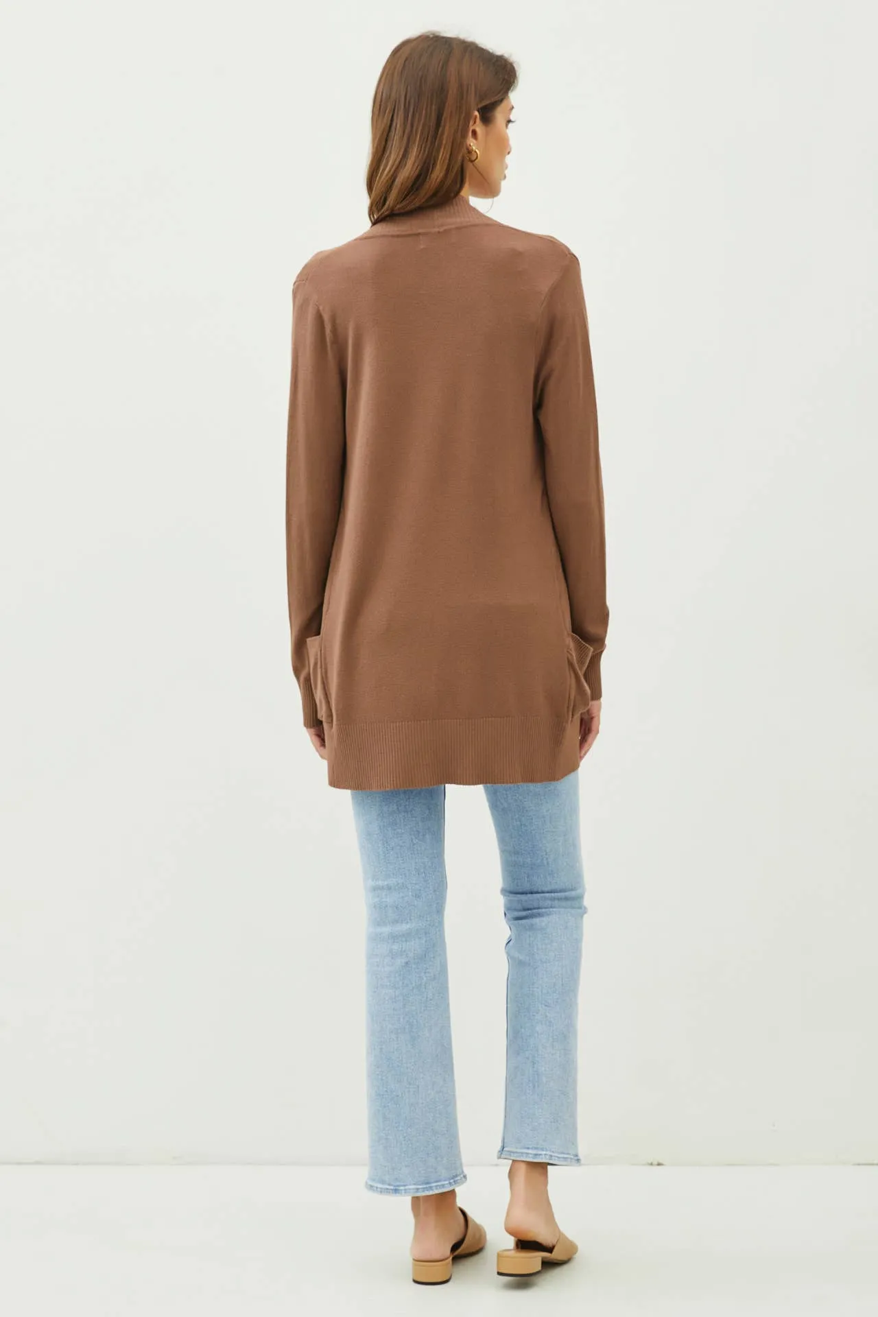 COTTON BLEND KNIT OPEN FRONT CARDIGAN