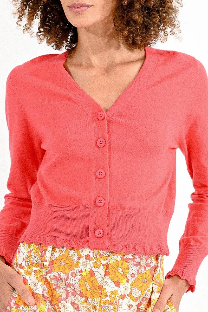 CROPPED CARDIGAN WITH SCALLOPED EDGES