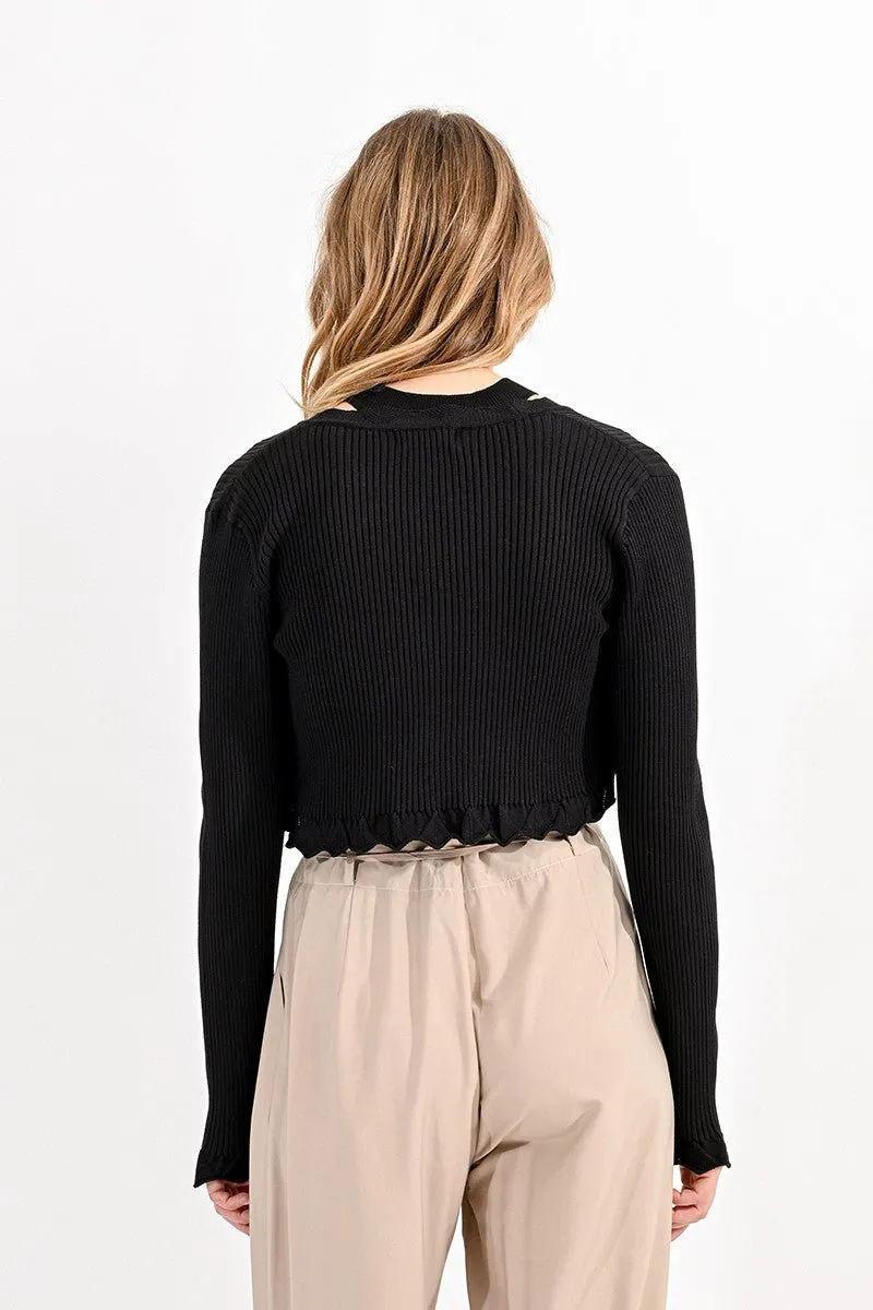 CROPPED SCALLOPED CARDIGAN