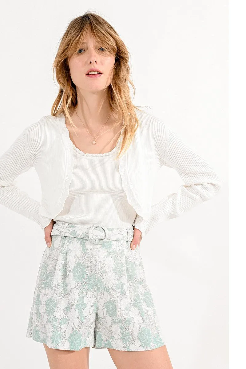CROPPED SCALLOPED CARDIGAN