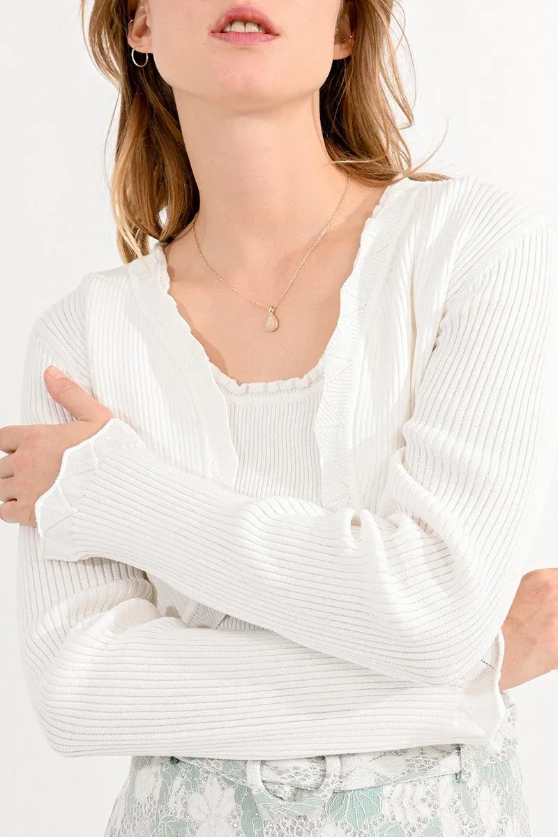CROPPED SCALLOPED CARDIGAN