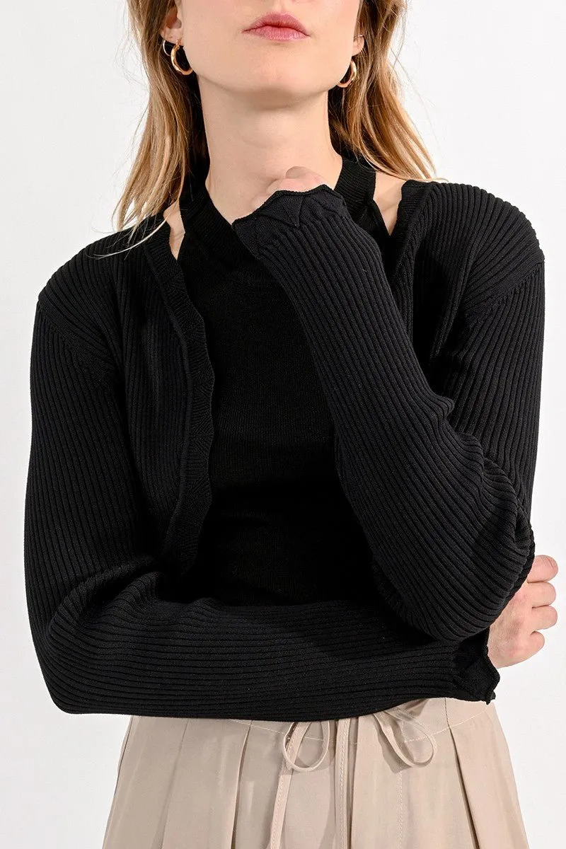 CROPPED SCALLOPED CARDIGAN