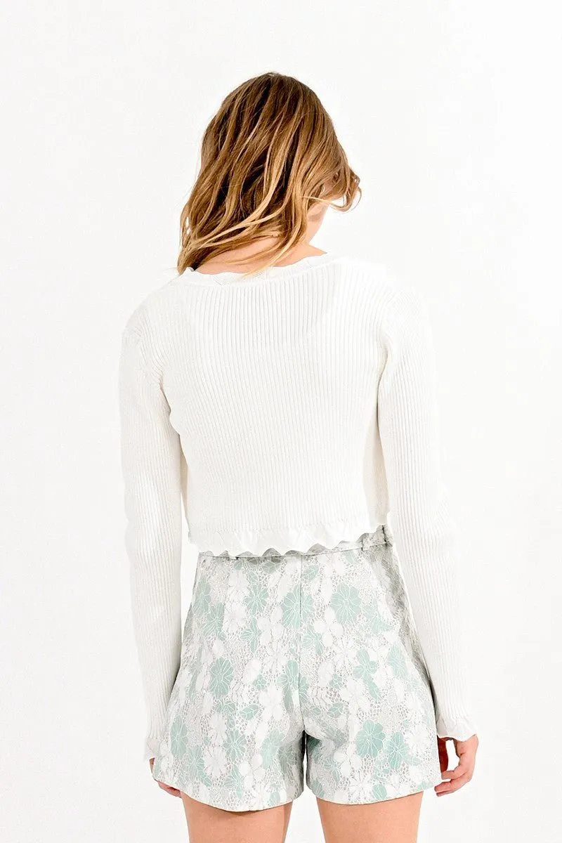 CROPPED SCALLOPED CARDIGAN