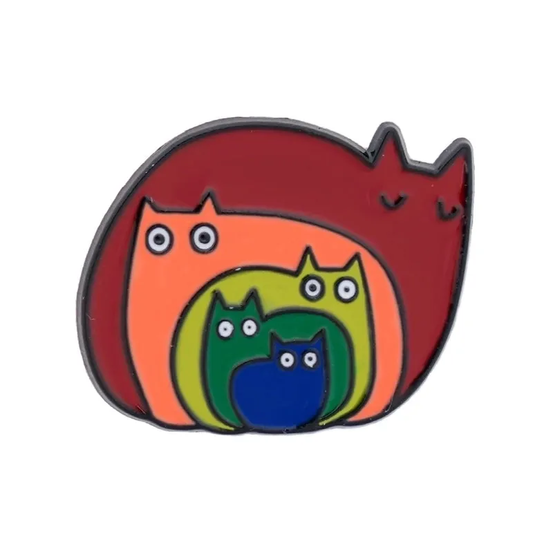 Cute Animal Rainbow Cat Metal Unisex Brooches