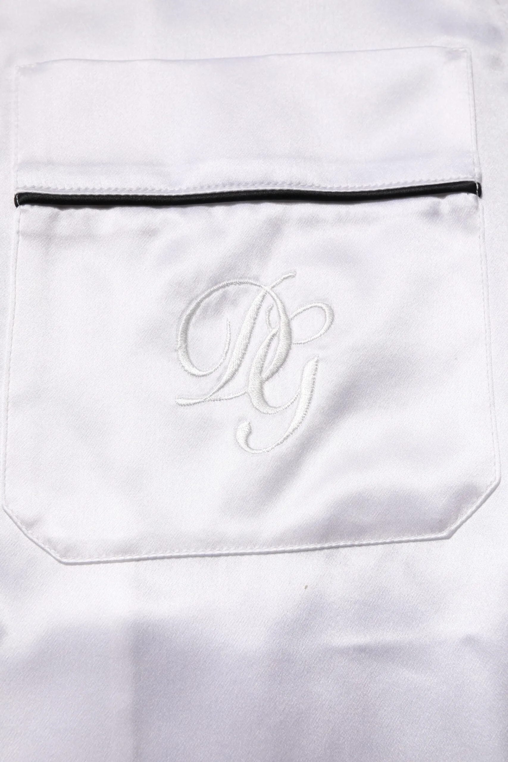 Dolce & Gabbana White Satin Silk Men Pajama Set Sleepwear