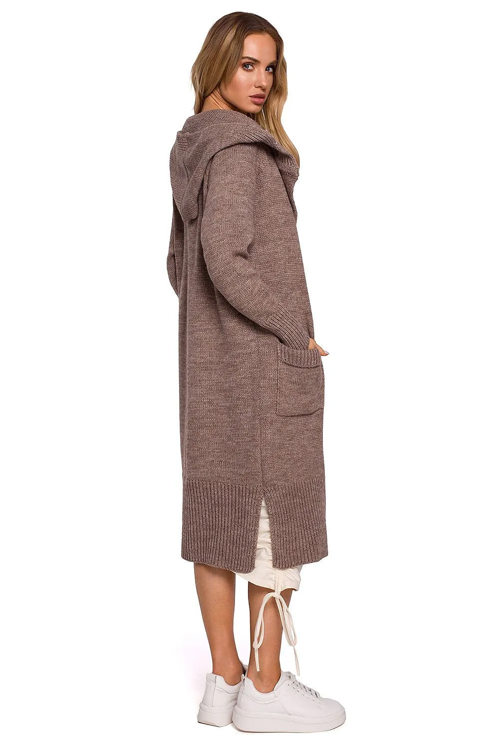 Elegant Hooded Long Cardigan