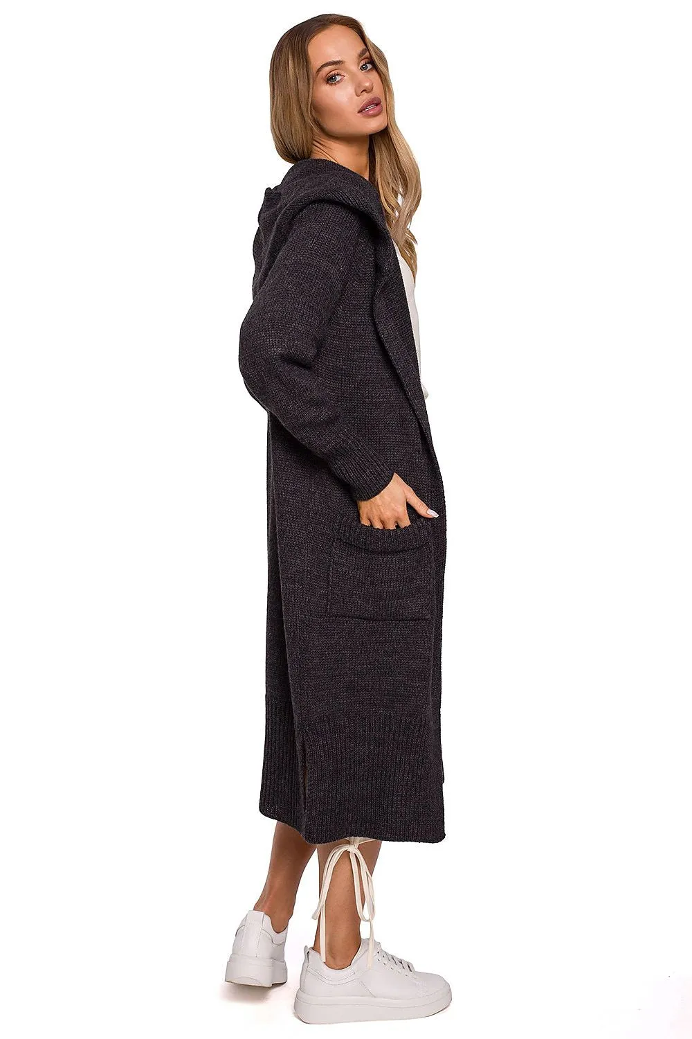 Elegant Hooded Long Cardigan