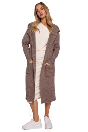 Elegant Hooded Long Cardigan
