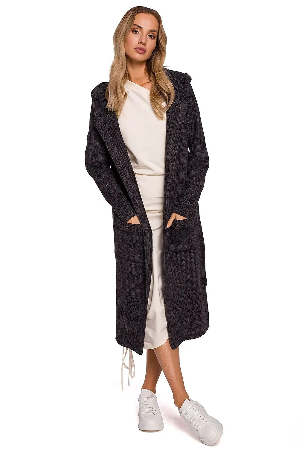 Elegant Hooded Long Cardigan