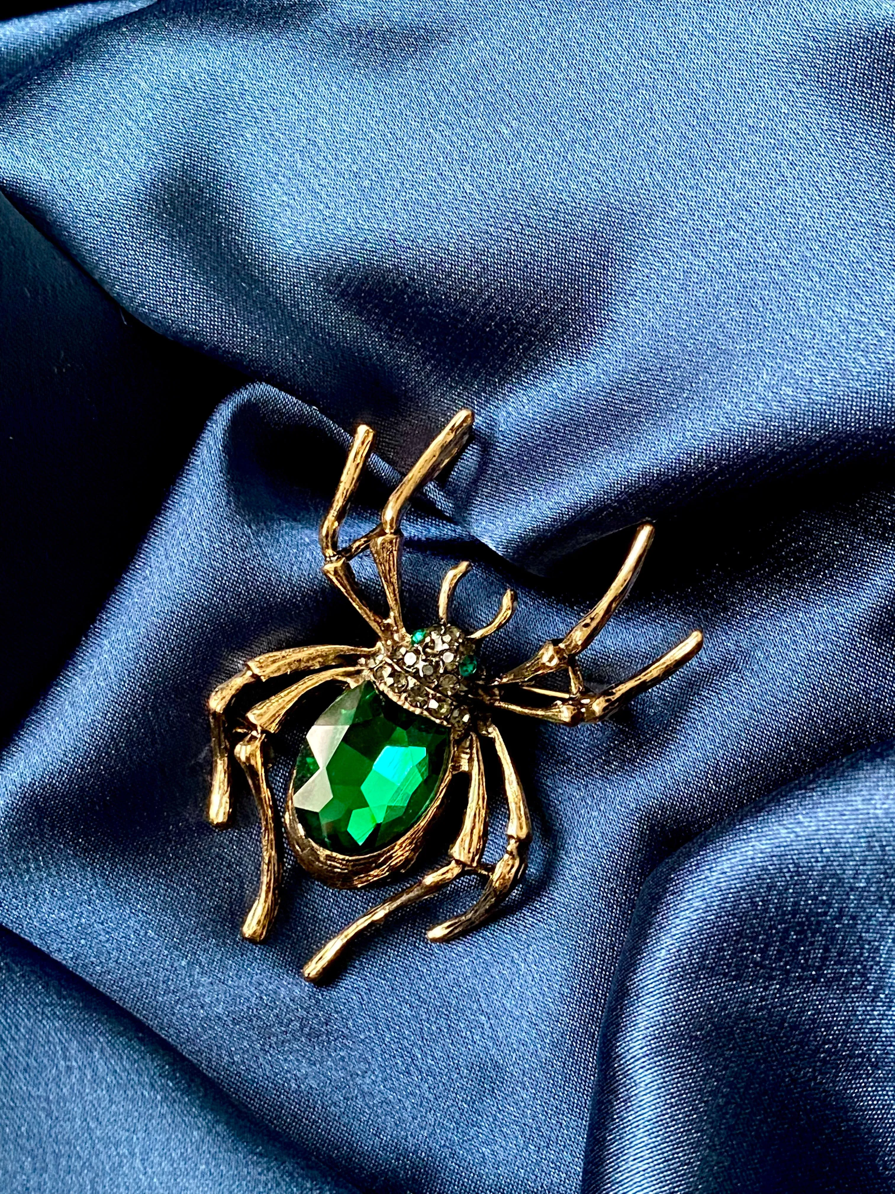 Emerald Spider Brooch