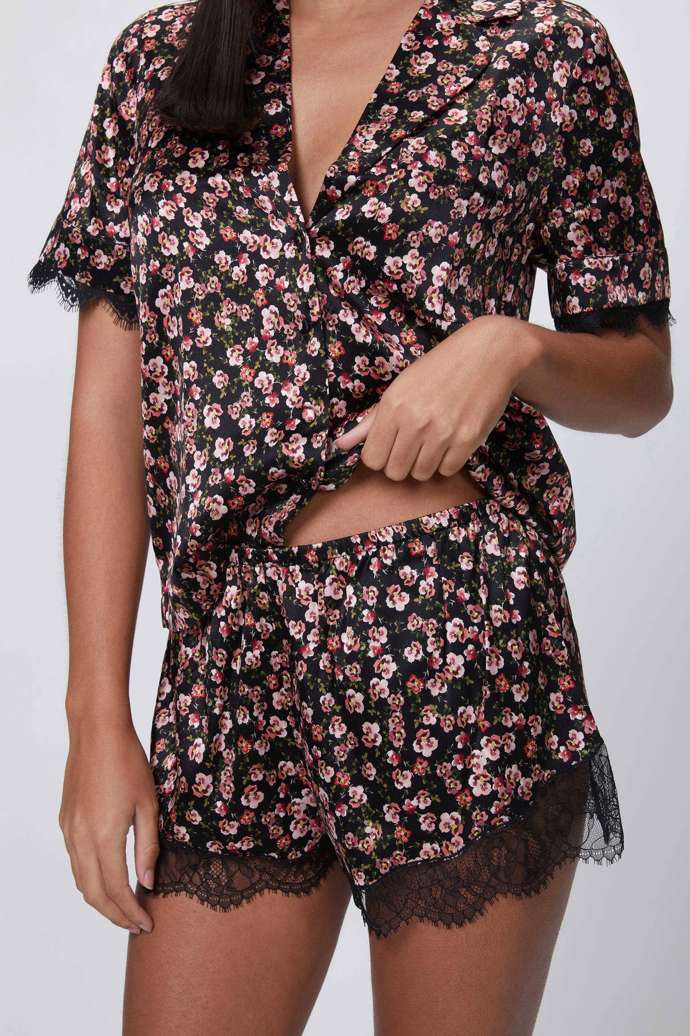 ESTI STRETCH-SILK SATIN PAJAMA SHORTS
