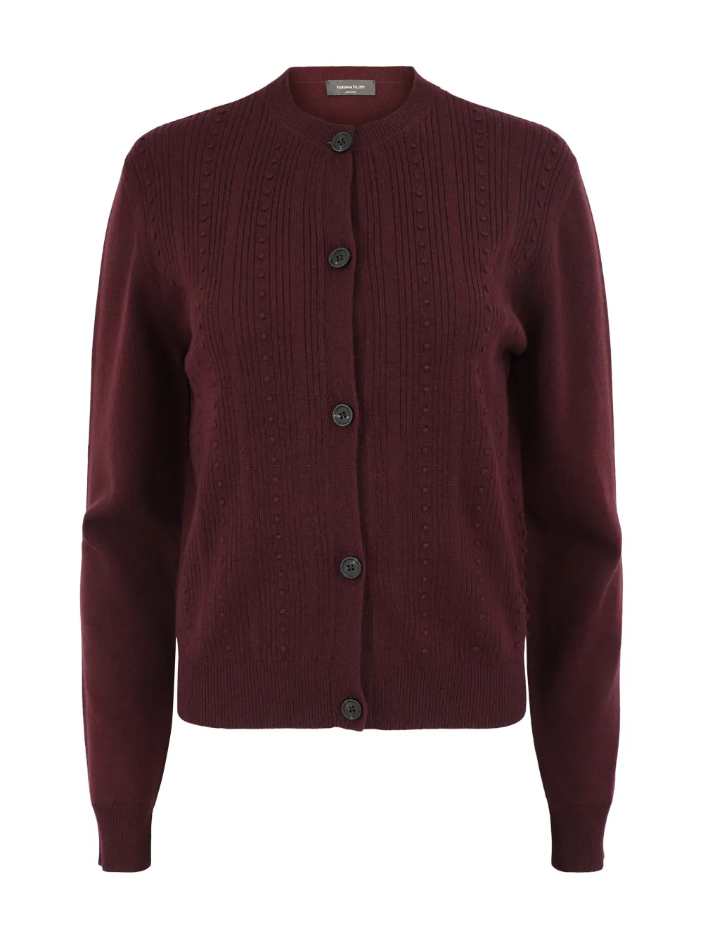 Fabiana Filippi Button Front Cardigan in Bordeaux