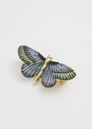 Fable England Deco Butterfly Brooch Blue