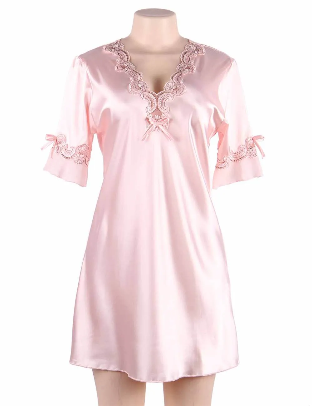 Fashionable Silk Embroidery Casual Nightdress Egypt