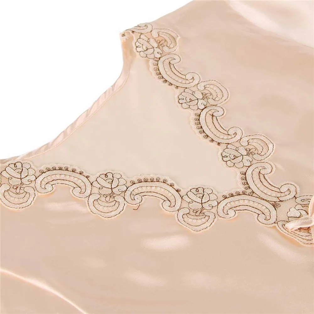 Fashionable Silk Embroidery Casual Nightdress Egypt