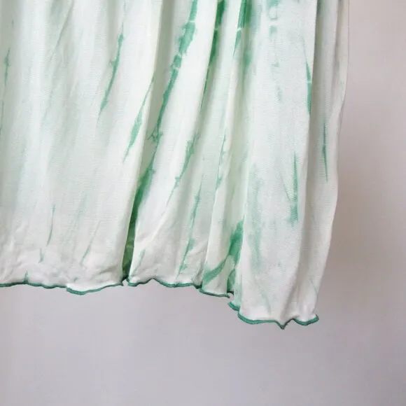 FIFI COLLECTION Two-Piece Silk Mini Skirt Matching Set in Green Tie Dye-Size M