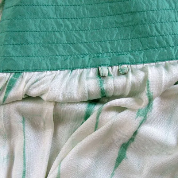 FIFI COLLECTION Two-Piece Silk Mini Skirt Matching Set in Green Tie Dye-Size M