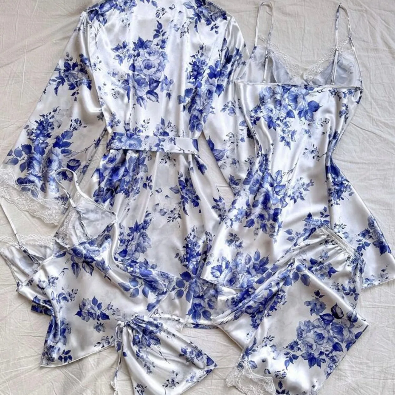 Floralie 5 Packs Silk Pajamas - Blue