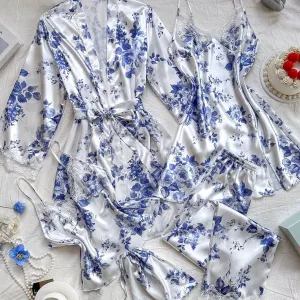 Floralie 5 Packs Silk Pajamas - Blue
