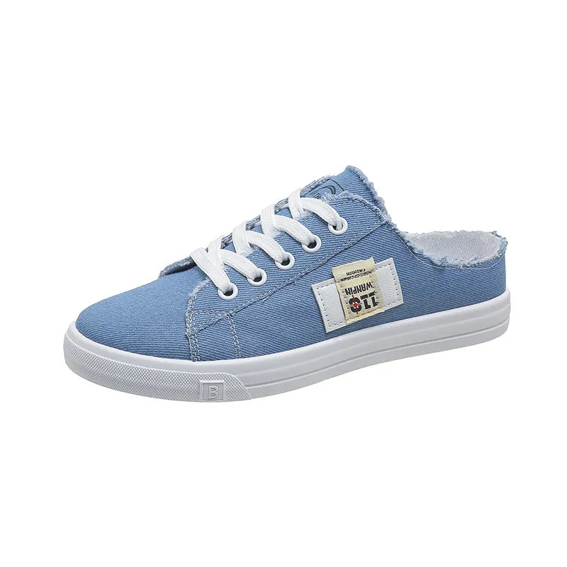 Frayed Hem Lace Up Canvas Sneakers