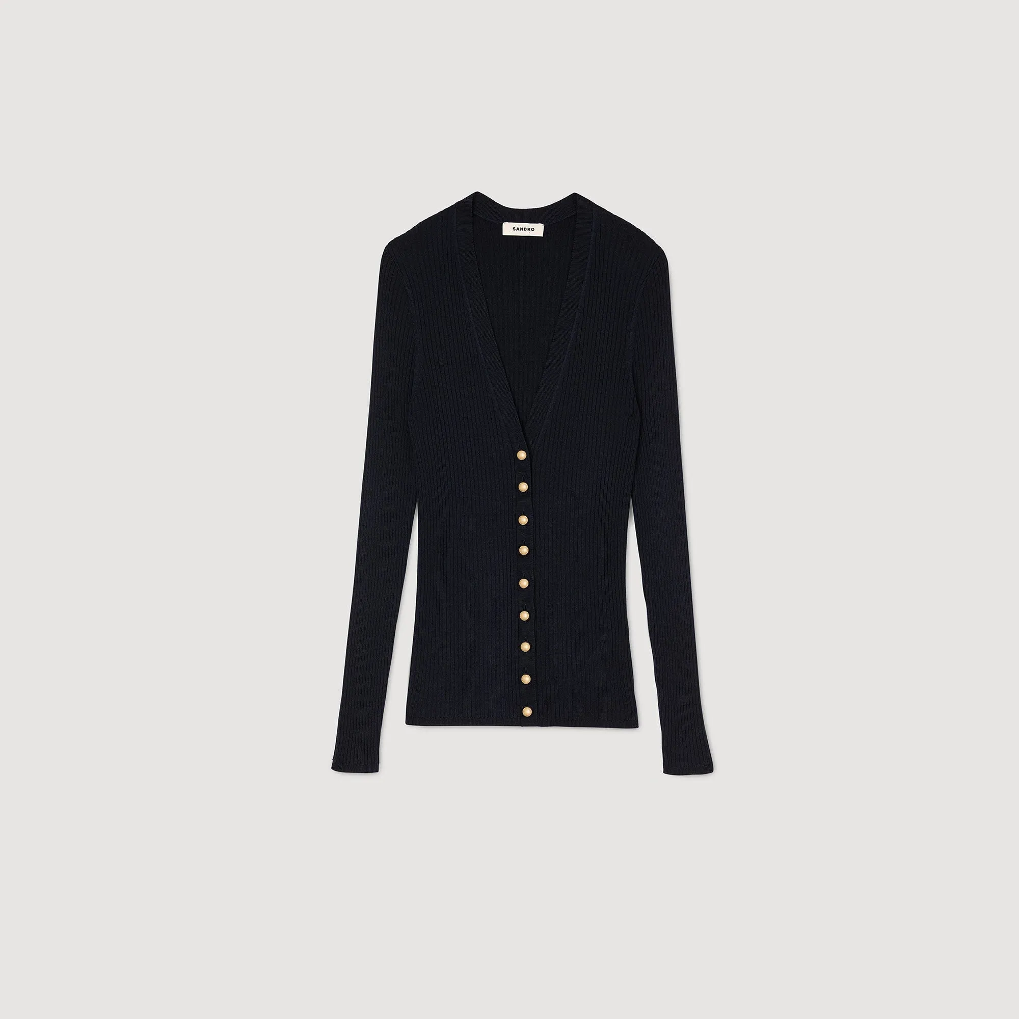 Gabrielle Rib Knit Cardigan Navy Blue