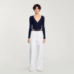 Gabrielle Rib Knit Cardigan Navy Blue