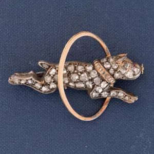 Georgian Rose Cut Diamond Bulldog Brooch French