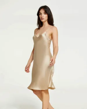 Ginia - Silk Midi Slip - Mink