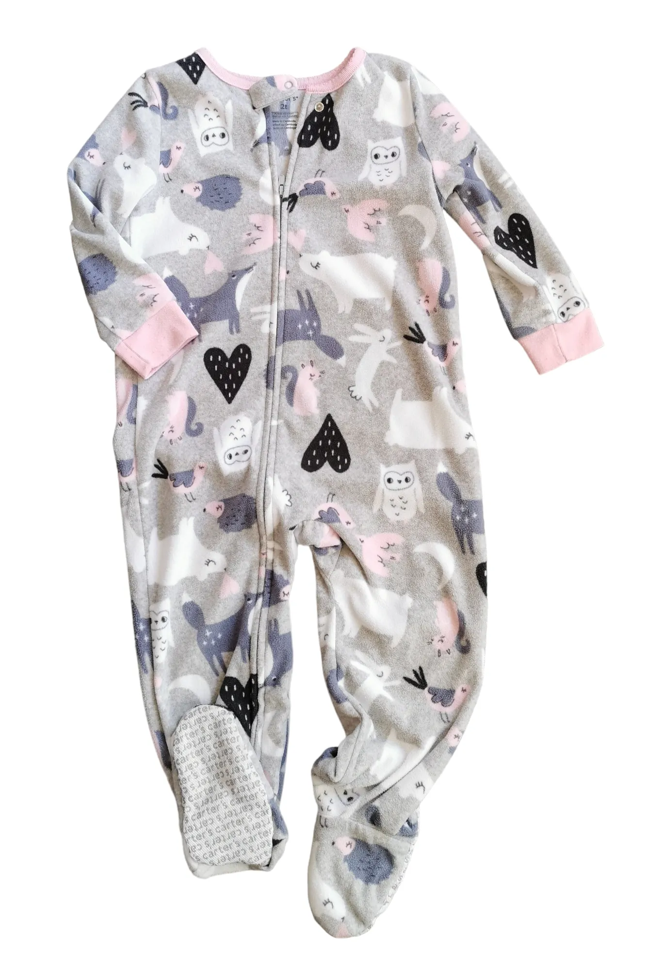 GIRL SIZE 2 YEARS - CARTER'S, Soft Fleece, Sleep & Play One-piece VGUC B32