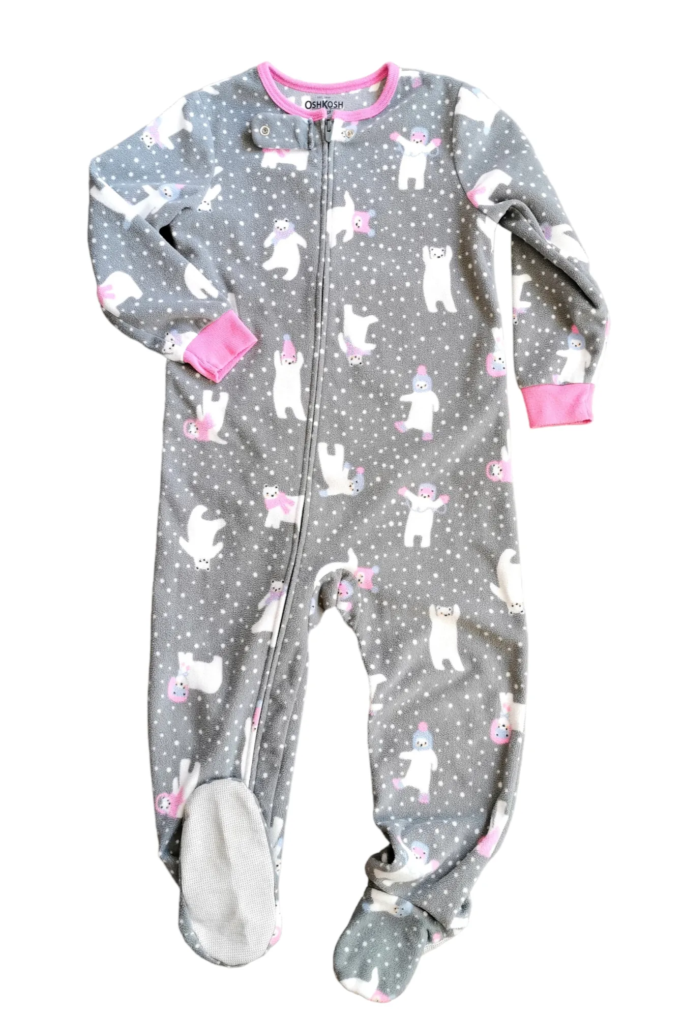 GIRL SIZE 3 YEARS - OSHKOSH, Soft Fleece, Sleep & Play One-piece GUC B32
